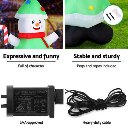 Jingle Jollys Christmas Inflatable Snowman Tree 2.75M Height LED Decorations Illuminated-Occasions > Christmas > Outdoor Decorations &amp; Lights-PEROZ Accessories