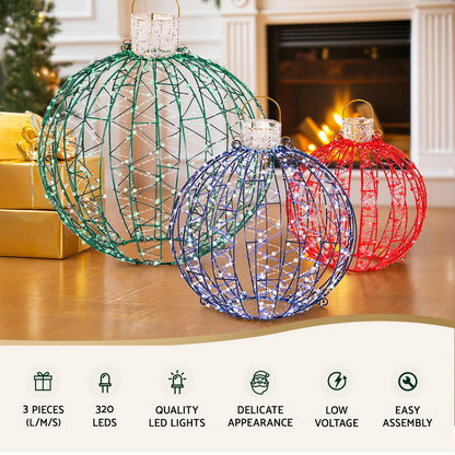 Jingle Jollys Christmas Lights 320 LED Fairy Light 3pcs Ball Decorations Set-Occasions > Christmas > Outdoor Decorations &amp; Lights-PEROZ Accessories