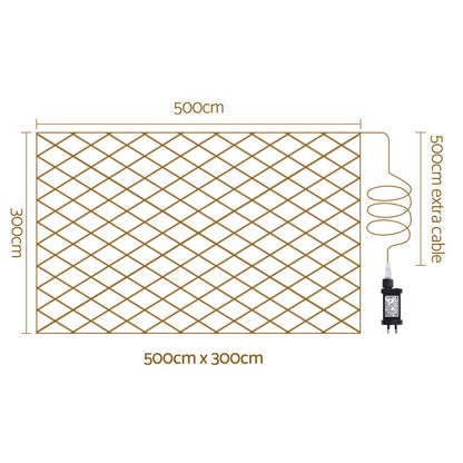 Jingle Jollys Christmas Lights 5Mx3M Net String Light 600 LED Colourful Beads-Occasions > Christmas > Outdoor Decorations &amp; Lights-PEROZ Accessories