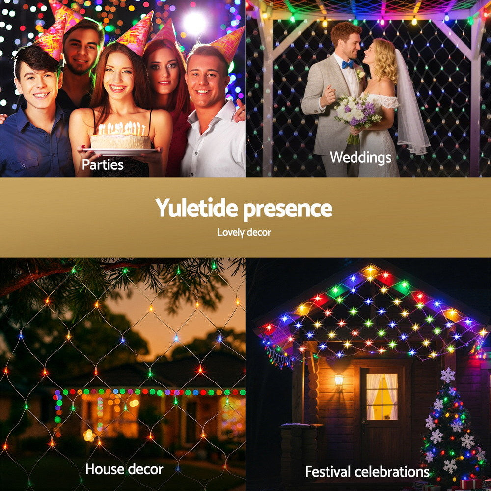 Jingle Jollys Christmas Lights 5Mx3M Net String Light 600 LED Colourful Beads-Occasions > Christmas > Outdoor Decorations &amp; Lights-PEROZ Accessories