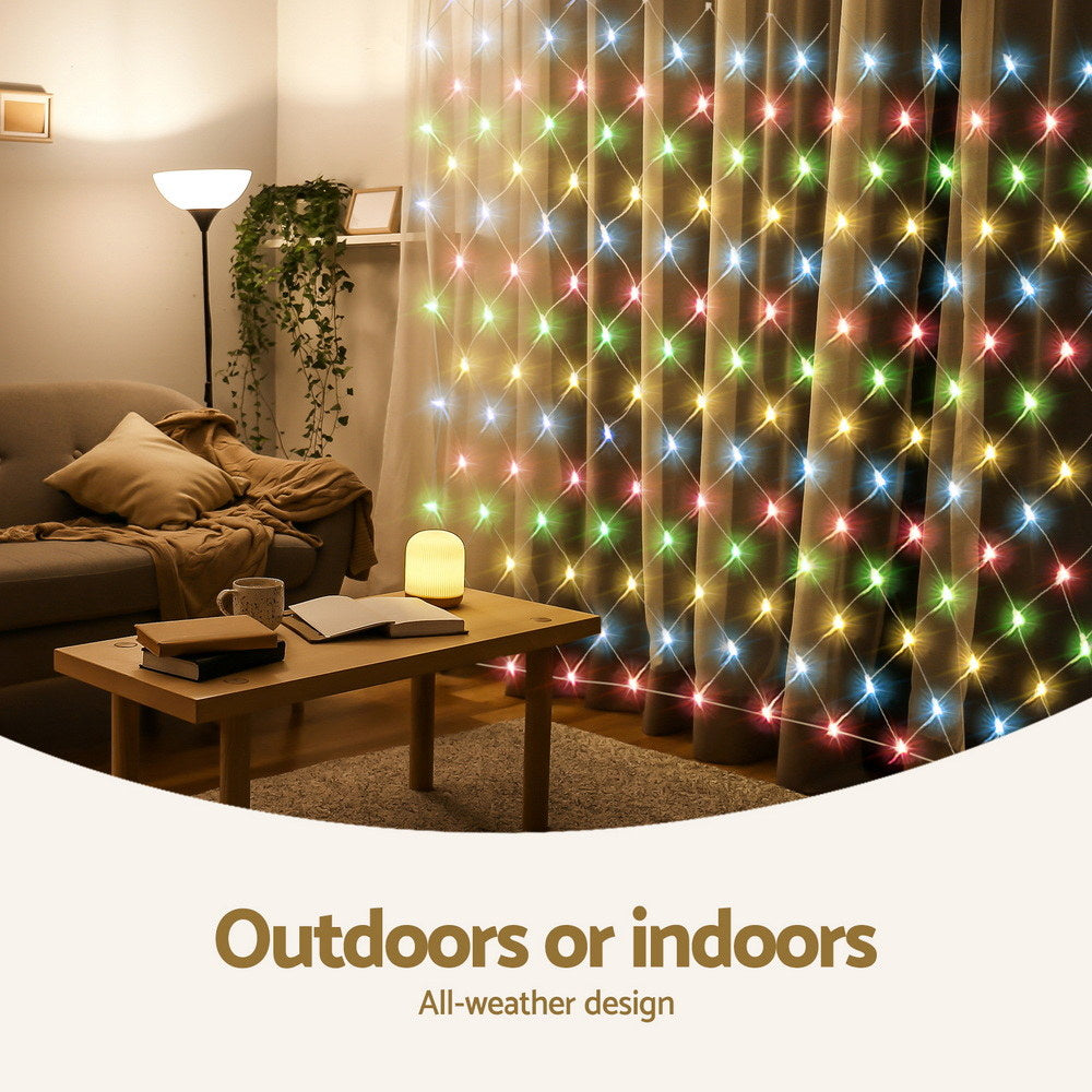 Jingle Jollys Christmas Lights 5Mx3M Net String Light 600 LED Colourful Beads-Occasions > Christmas > Outdoor Decorations &amp; Lights-PEROZ Accessories