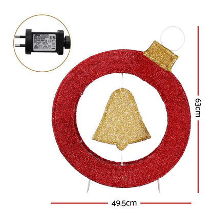 Jingle Jollys Christmas Lights 60cm Motif 30 LED Bell Wreath Xmas Decorations-Occasions > Christmas > Outdoor Decorations &amp; Lights-PEROZ Accessories