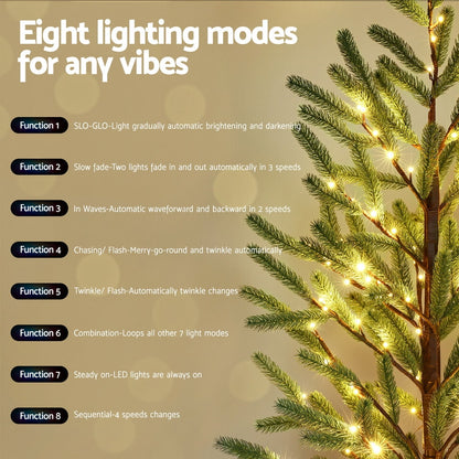 Jingle Jollys Christmas Tree 1.8M Pre-lit LED Xmas Tree 8 Modes Party Decoration-Occasions > Christmas > Christmas Trees-PEROZ Accessories