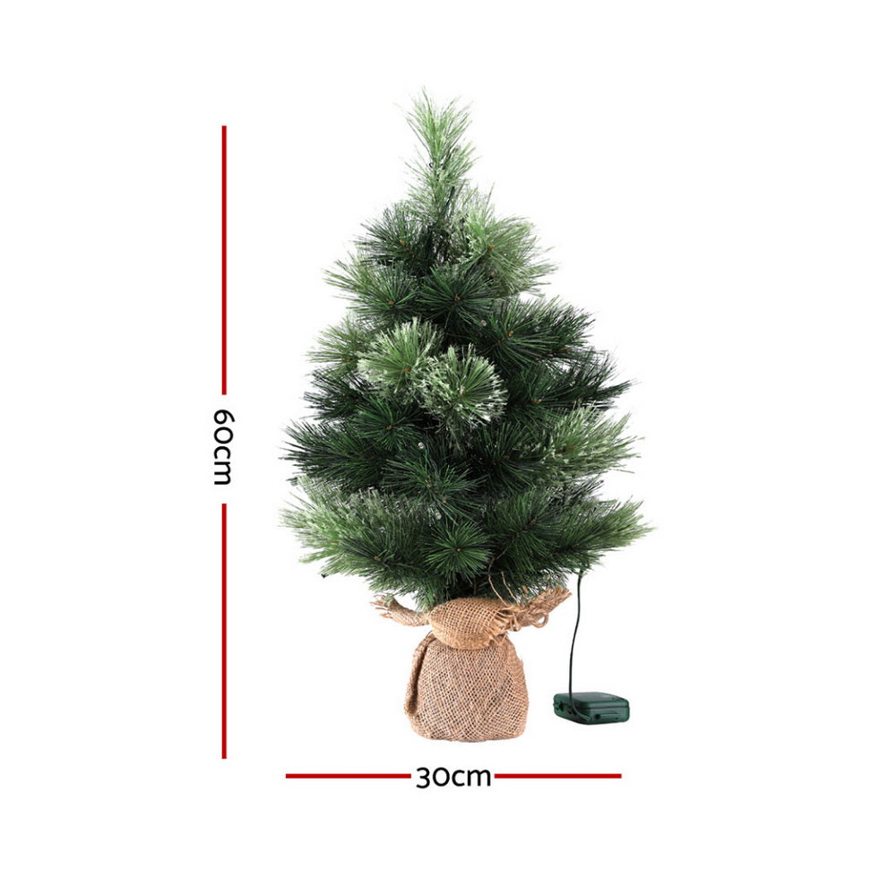 Jingle Jollys Christmas Tree 60CM Mini Tabletop 8 Light Modes Timer Xmas Tree-Occasions > Christmas > Christmas Trees-PEROZ Accessories