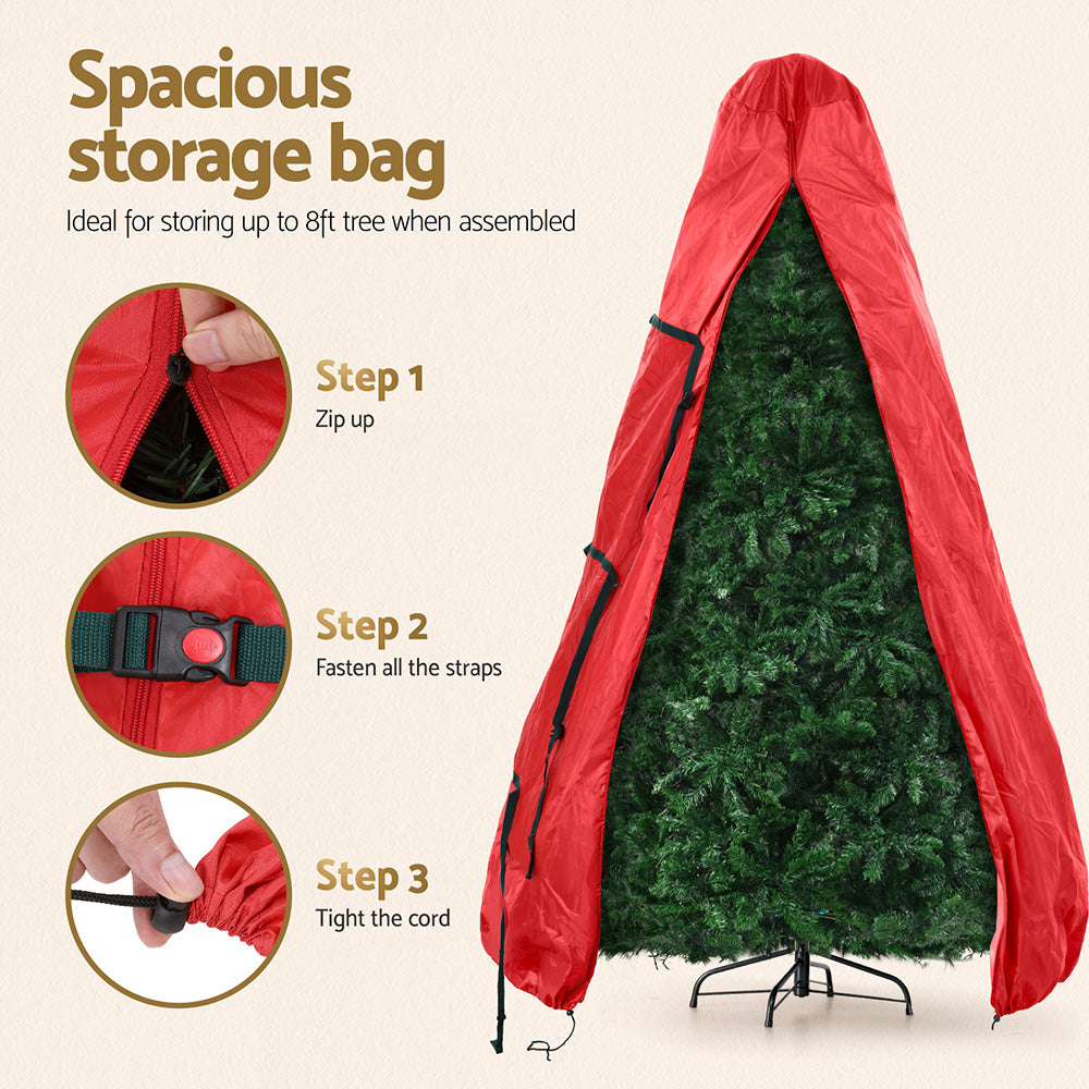 Jingle Jollys Christmas Tree Storage Bag Fits Up to 8ft Tree Xmas Bag Zipper Red-Occasions > Christmas > Christmas Decorations-PEROZ Accessories