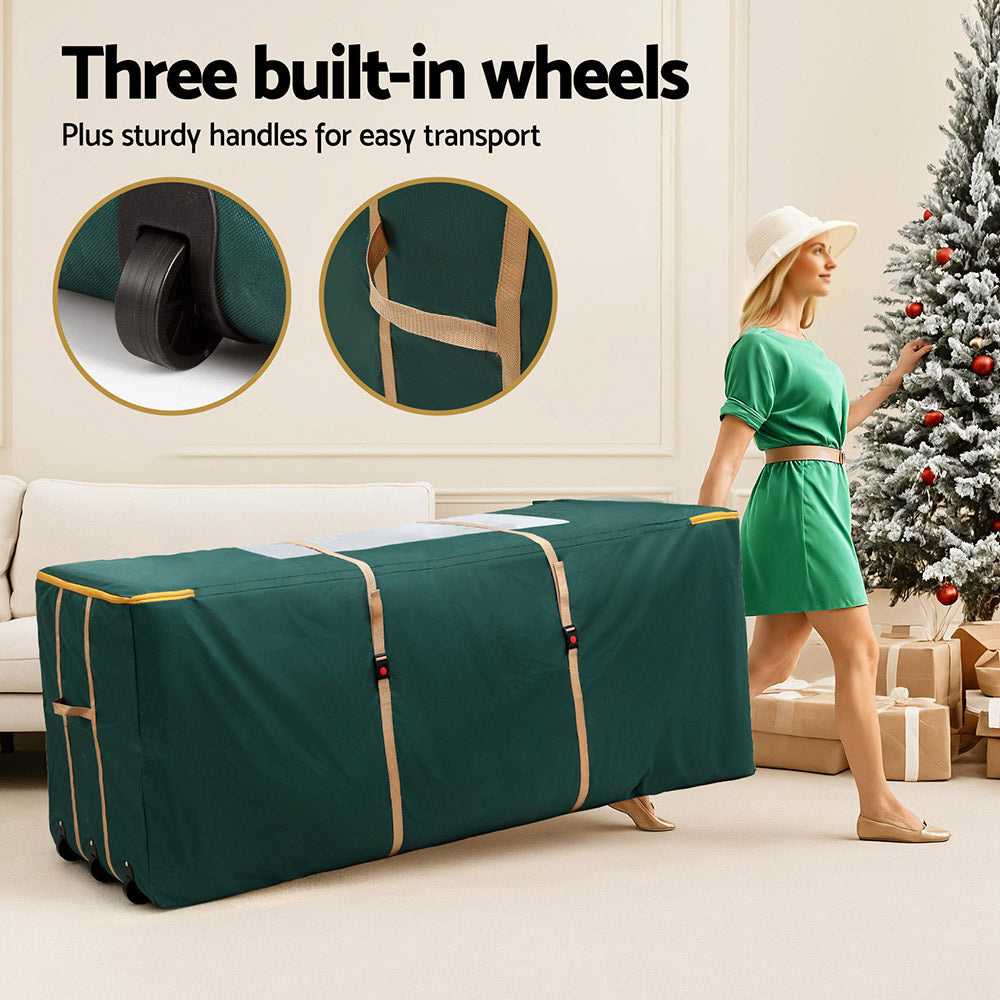 Jingle Jollys Christmas Tree Storage Bag Up to 10ft Visible Handle Wheels Green-Occasions > Christmas > Christmas Decorations-PEROZ Accessories