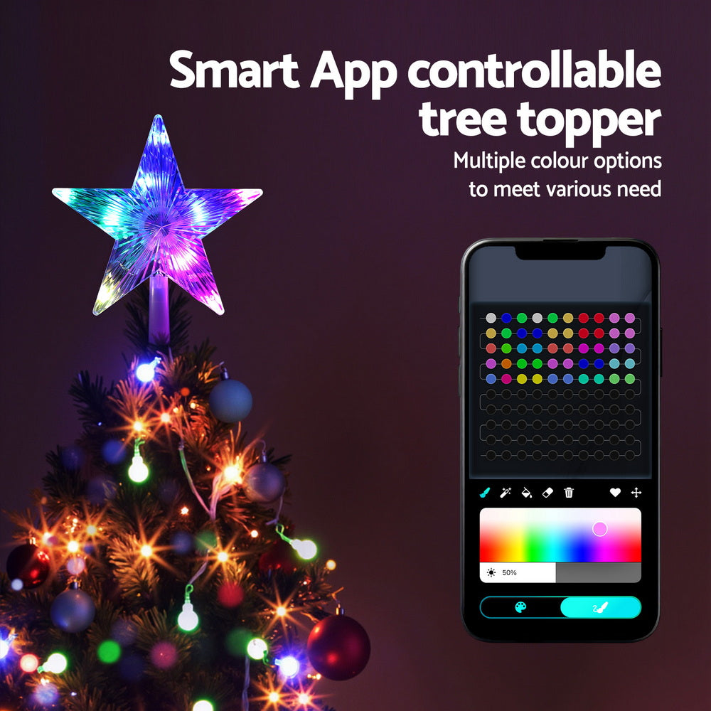 Jingle Jollys Christmas Tree Topper Star RGB LED Xmas Decor 80 Modes APP Control-Occasions > Christmas > Christmas Decorations-PEROZ Accessories