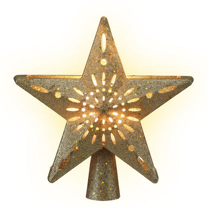 Jingle Jollys Christmas Tree Topper Star Snowflake Projector Party Glitter Gold-Occasions > Christmas > Christmas Decorations-PEROZ Accessories