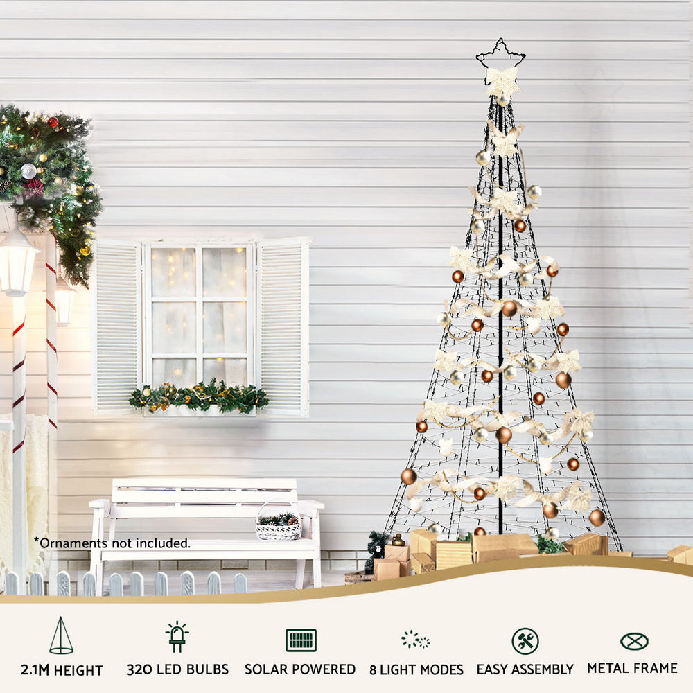 Jingle Jollys Solar Christmas Tree 2.1m 320 LED Net Lights Xmas Trees Decoration-Occasions > Christmas > Outdoor Decorations &amp; Lights-PEROZ Accessories