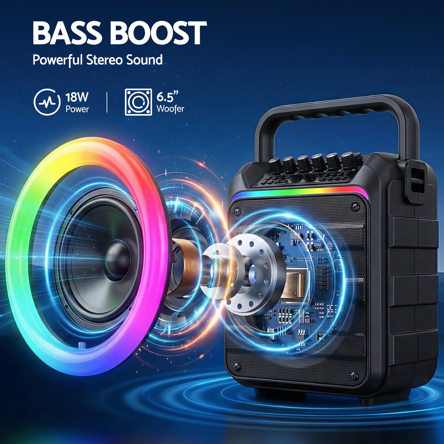 Alpha Portable Karaoke Machine with 2 Wireless Microphones Bluetooth 5.3-Audio &amp; Video > Speakers > Bluetooth Speakers-PEROZ Accessories