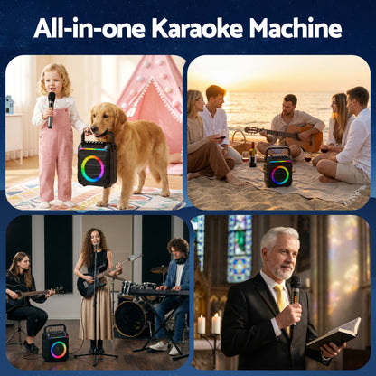 Alpha Portable Karaoke Machine with 2 Wireless Microphones Bluetooth 5.3-Audio &amp; Video > Speakers > Bluetooth Speakers-PEROZ Accessories
