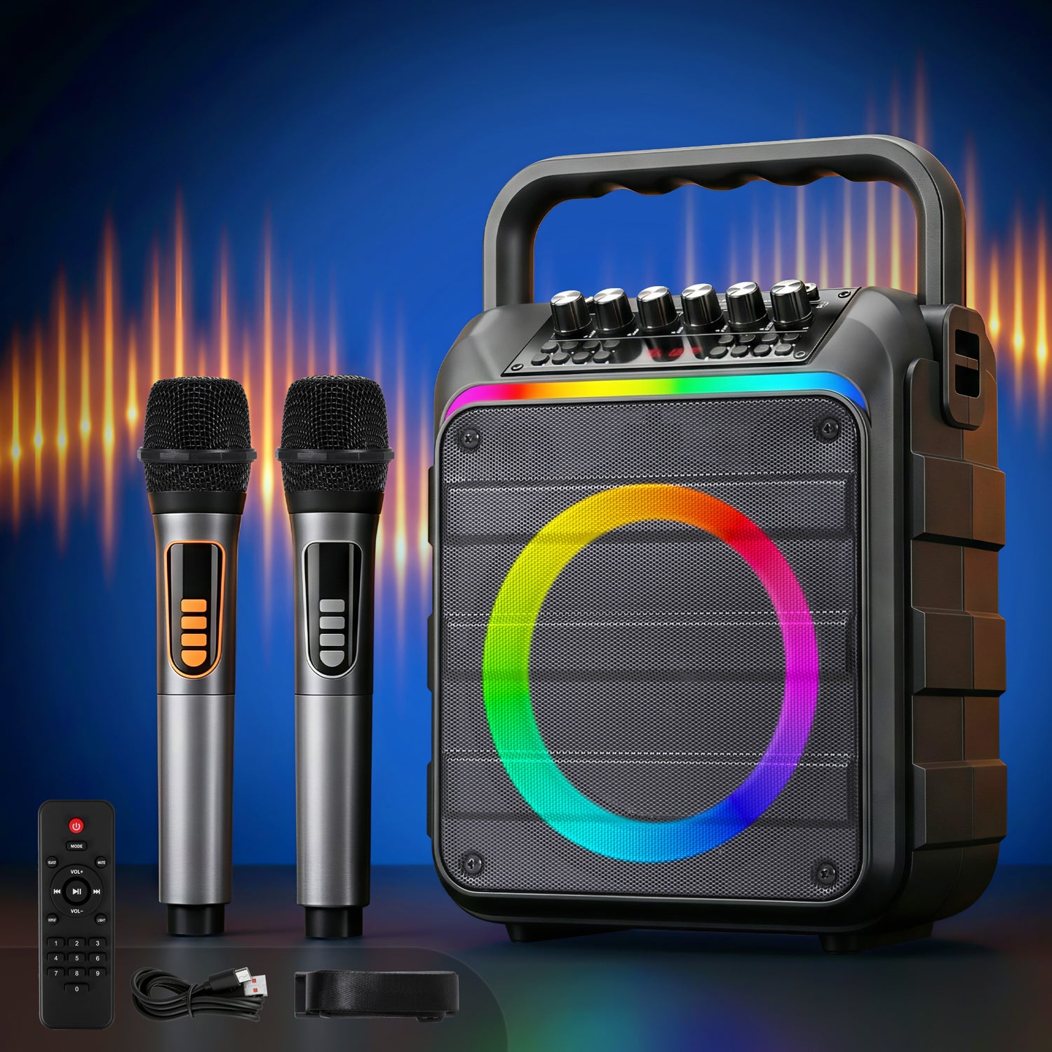 Alpha Portable Karaoke Machine with 2 Wireless Microphones Bluetooth 5.3-Audio &amp; Video > Speakers > Bluetooth Speakers-PEROZ Accessories