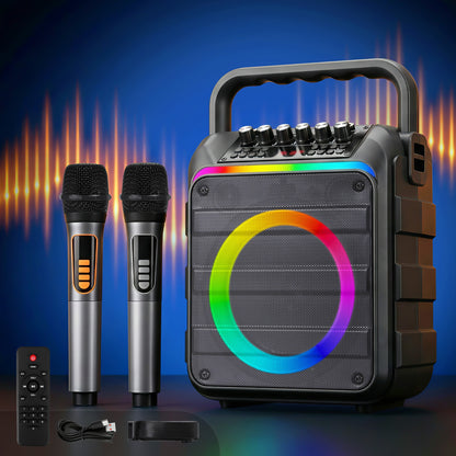 Alpha Portable Karaoke Machine with 2 Wireless Microphones Bluetooth 5.3-Audio &amp; Video > Speakers > Bluetooth Speakers-PEROZ Accessories