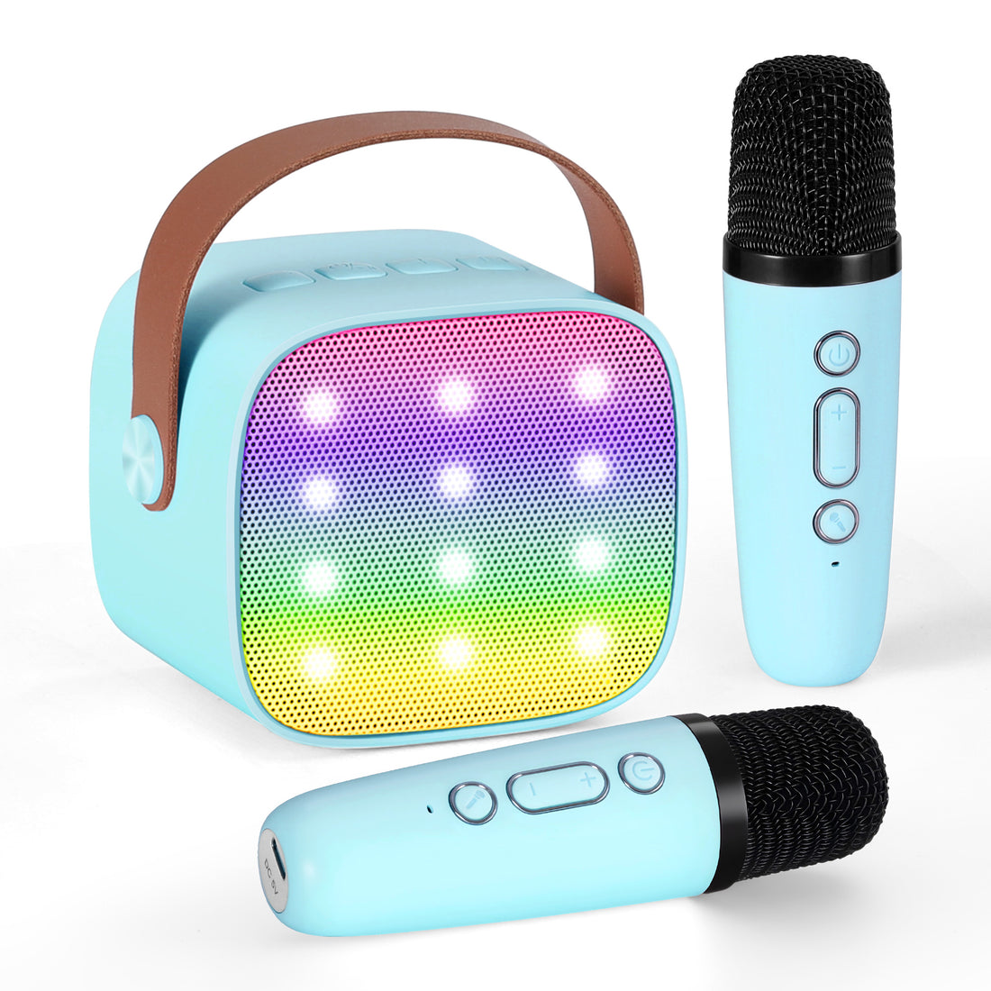 Alpha Mini Portable Karaoke Machine for Adults Kids with 2 Wireless Microphones-Audio &amp; Video > Speakers > Bluetooth Speakers-PEROZ Accessories