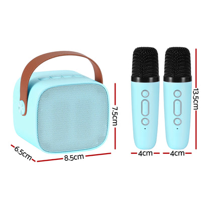 Alpha Mini Portable Karaoke Machine for Adults Kids with 2 Wireless Microphones-Audio &amp; Video > Speakers > Bluetooth Speakers-PEROZ Accessories