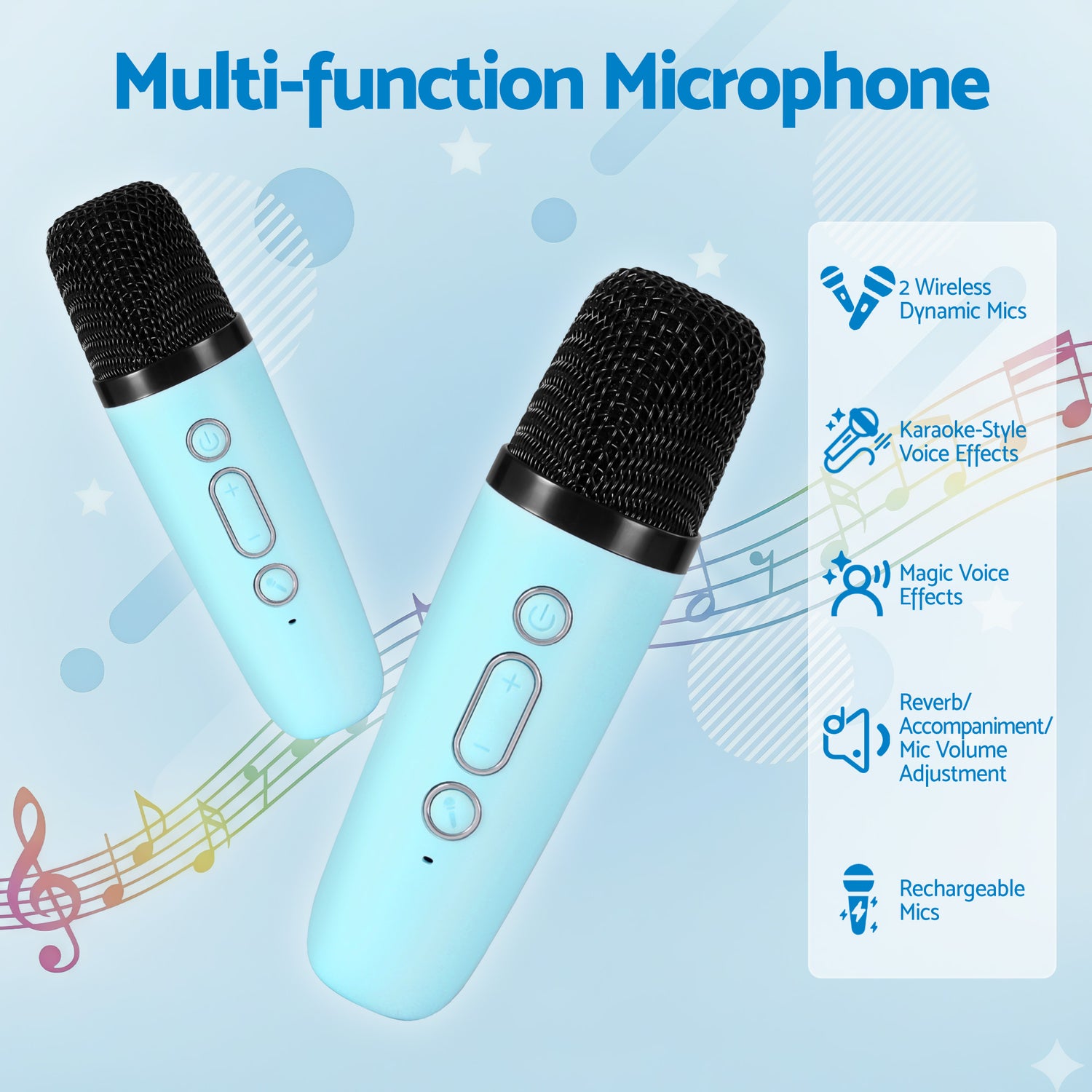 Alpha Mini Portable Karaoke Machine for Adults Kids with 2 Wireless Microphones-Audio &amp; Video > Speakers > Bluetooth Speakers-PEROZ Accessories