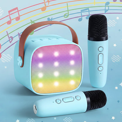Alpha Mini Portable Karaoke Machine for Adults Kids with 2 Wireless Microphones-Audio &amp; Video > Speakers > Bluetooth Speakers-PEROZ Accessories