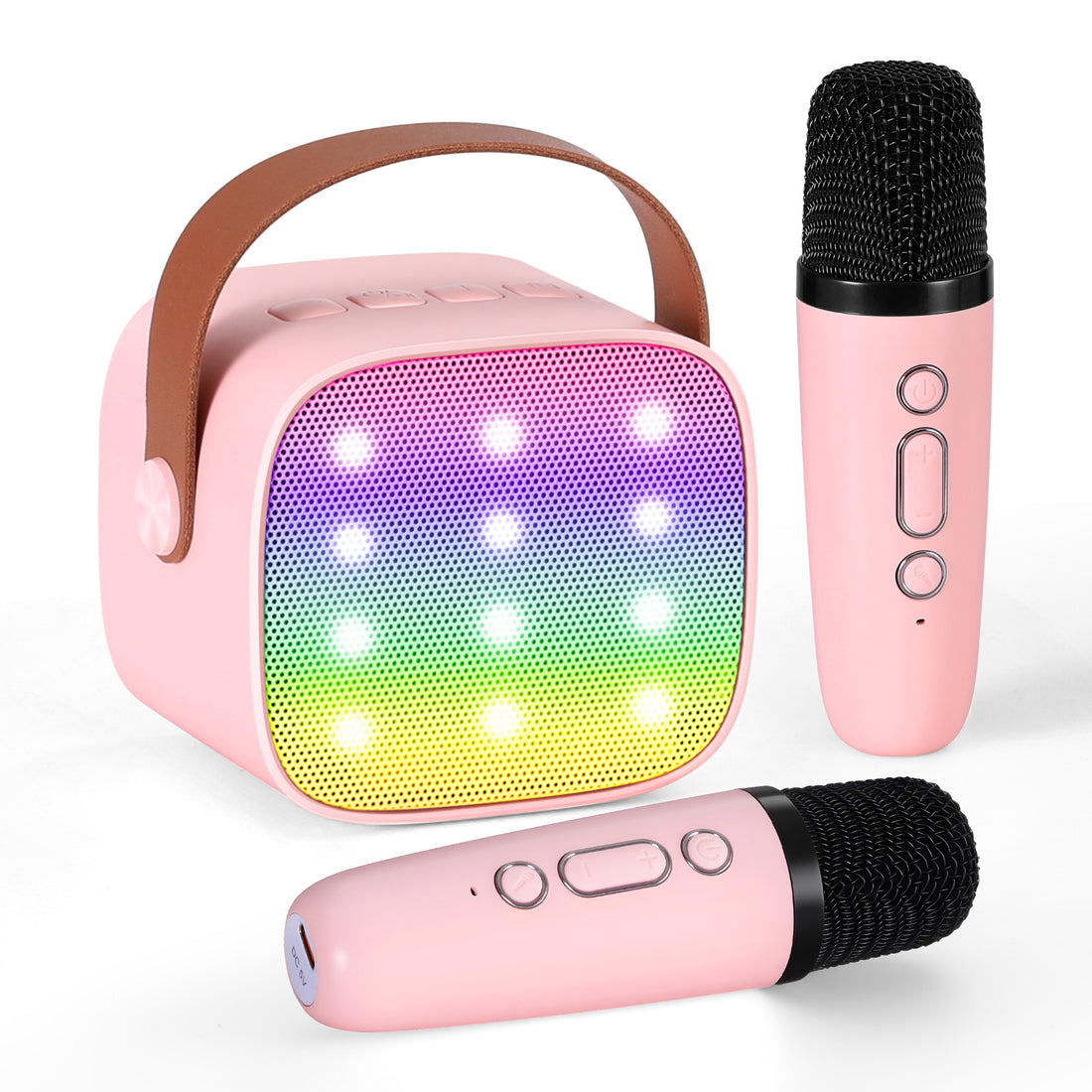 Alpha Mini Portable Karaoke Machine for Adults Kids with 2 Wireless Microphones-Audio &amp; Video > Speakers > Bluetooth Speakers-PEROZ Accessories