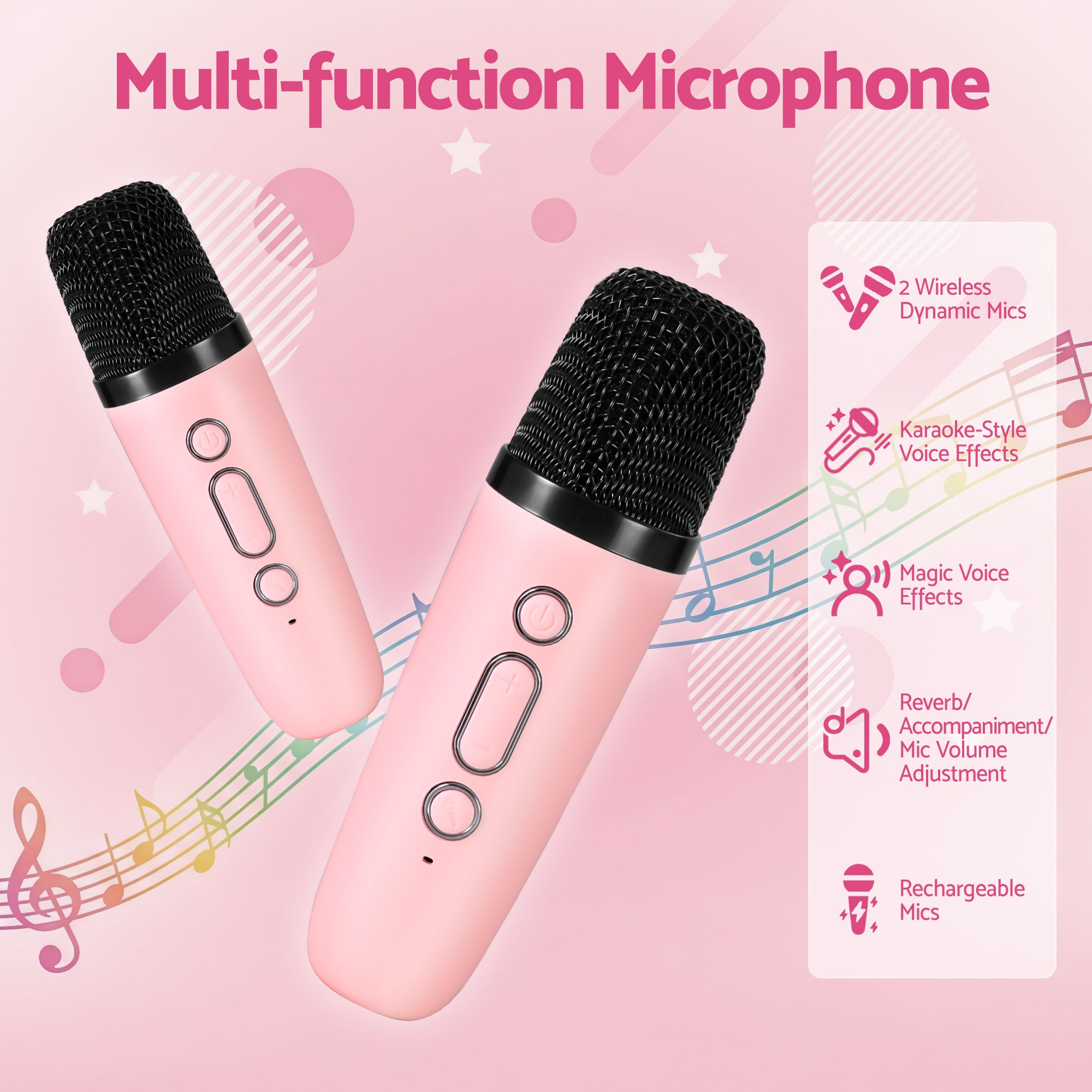 Alpha Mini Portable Karaoke Machine for Adults Kids with 2 Wireless Microphones-Audio &amp; Video > Speakers > Bluetooth Speakers-PEROZ Accessories