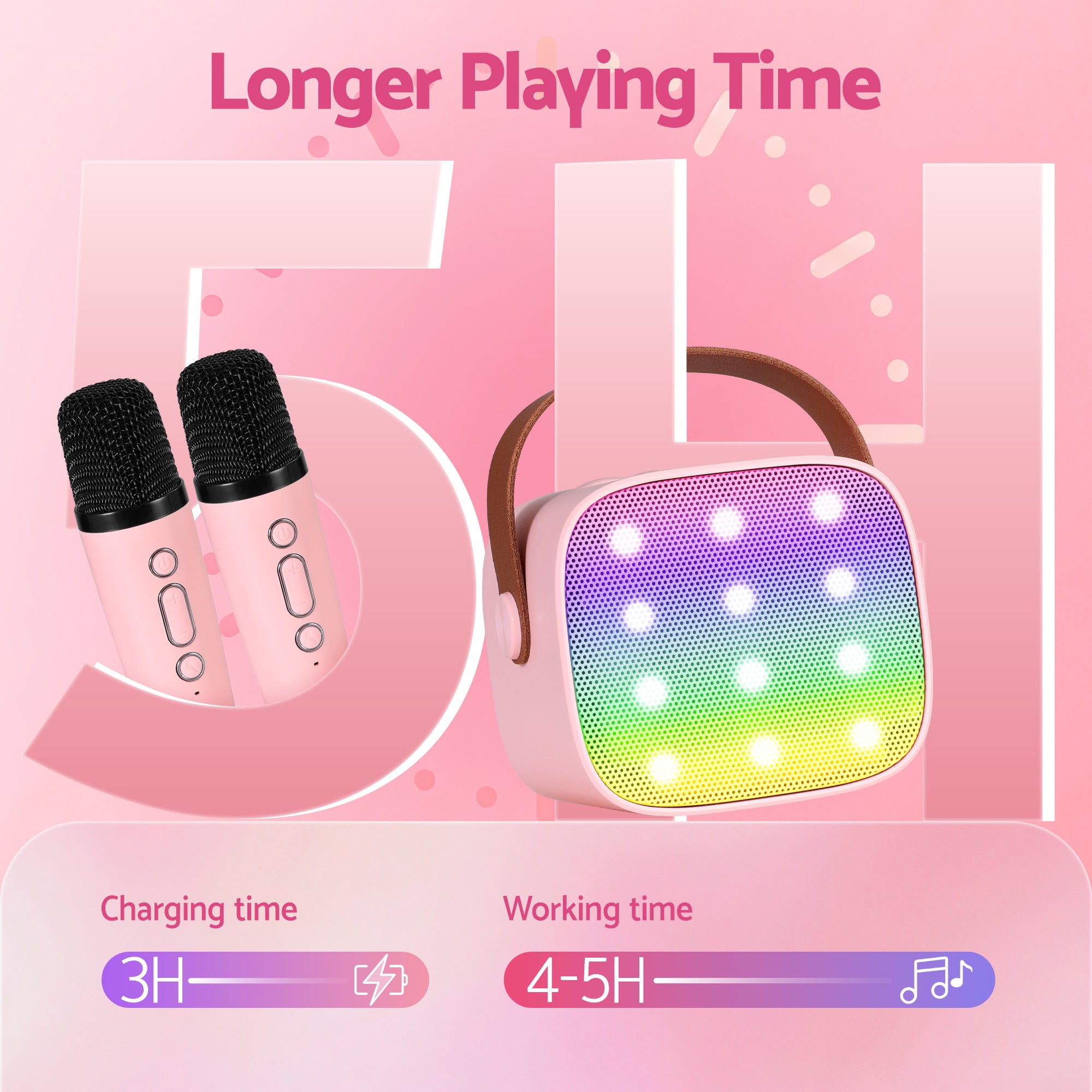 Alpha Mini Portable Karaoke Machine for Adults Kids with 2 Wireless Microphones-Audio &amp; Video > Speakers > Bluetooth Speakers-PEROZ Accessories