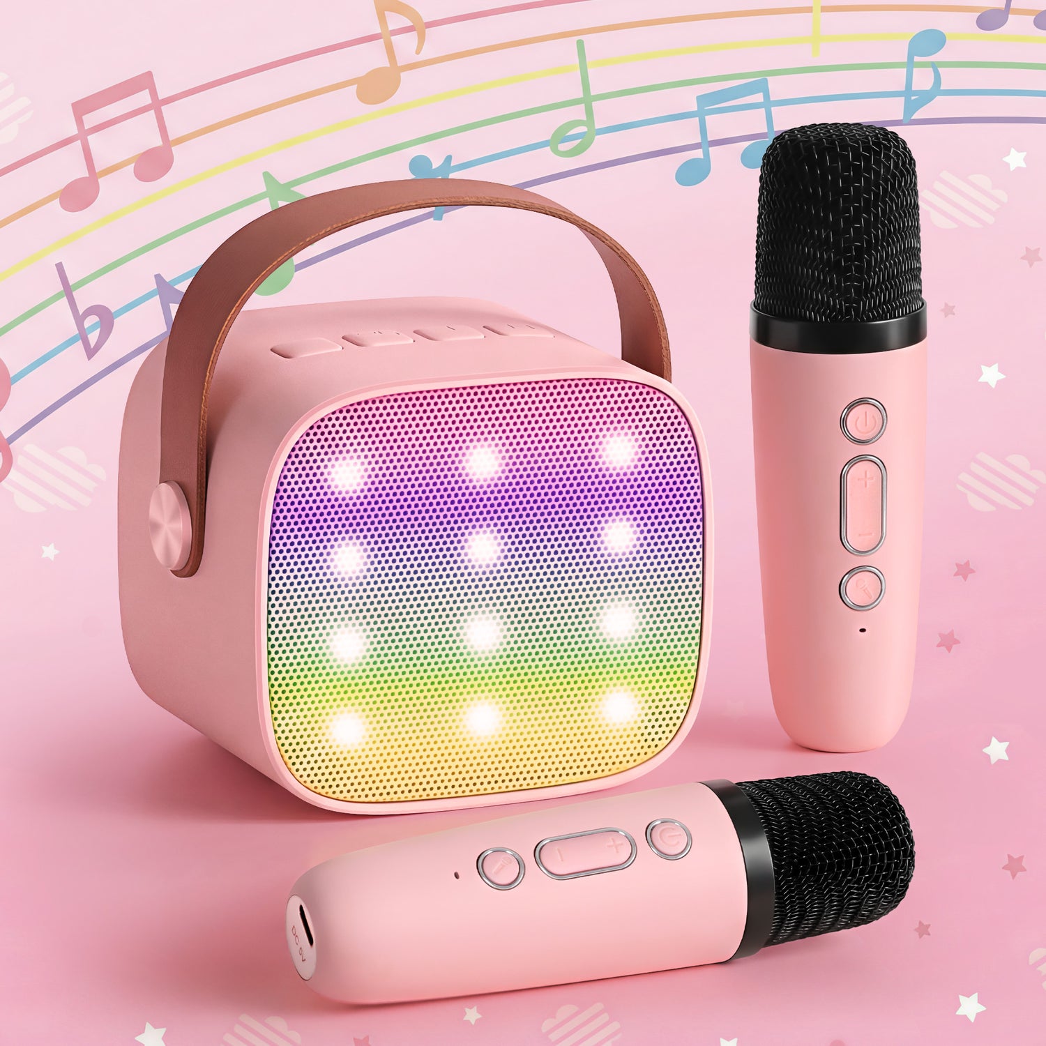 Alpha Mini Portable Karaoke Machine for Adults Kids with 2 Wireless Microphones-Audio &amp; Video > Speakers > Bluetooth Speakers-PEROZ Accessories