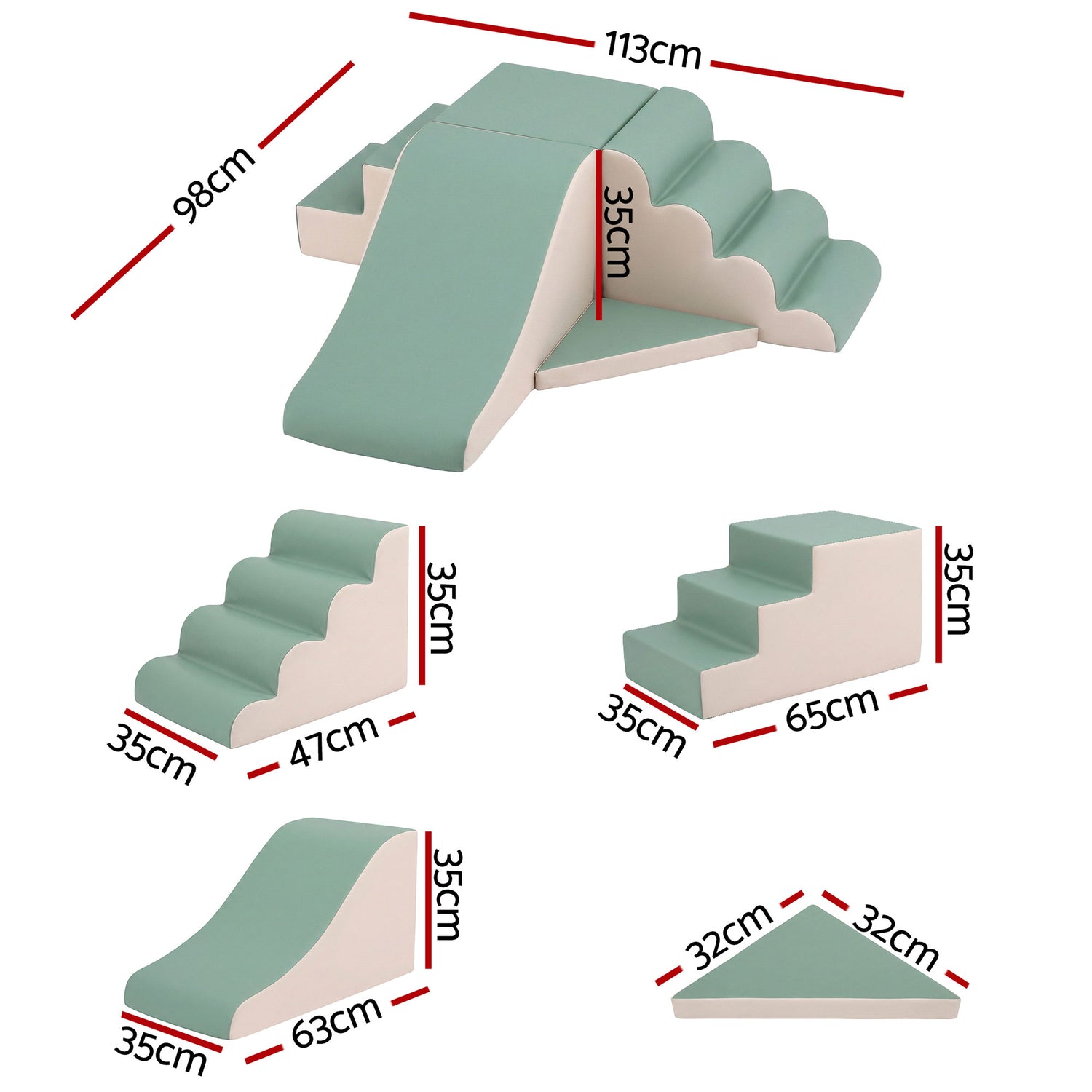 Keezi Kids Climbing Blocks 4-Piece Foam Toddler Playset Soft Indoor Climbing Toy Rocker-Baby &amp; Kids > Baby &amp; Kid&
