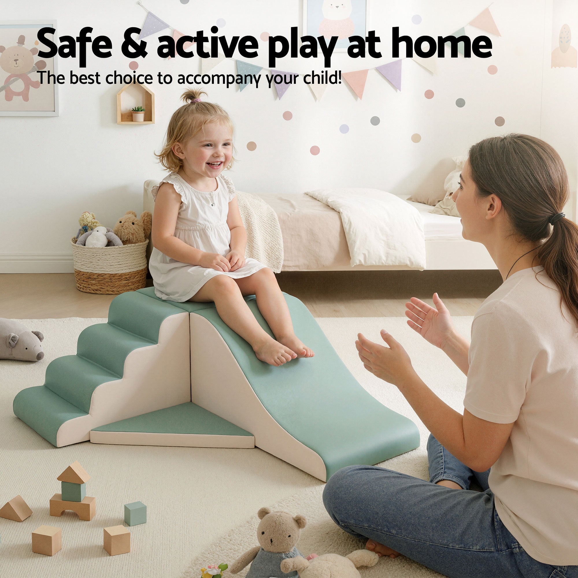 Keezi Kids Climbing Blocks 4-Piece Foam Toddler Playset Soft Indoor Climbing Toy Rocker-Baby &amp; Kids > Baby &amp; Kid&