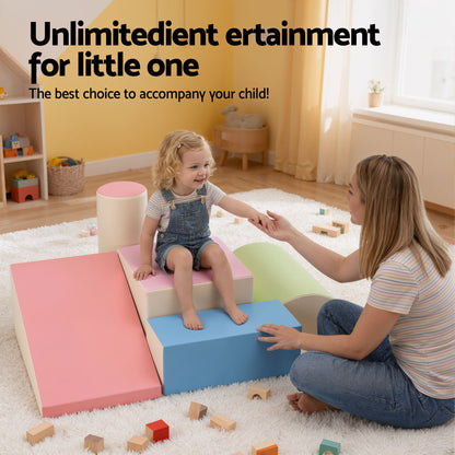 Keezi Kids Climbing Blocks 5-Piece Foam Toddler Playset Soft Indoor Climbing Toy Rocker-Baby &amp; Kids > Baby &amp; Kid&