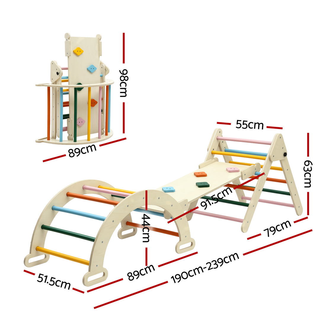 Keezi Kids Triangle Climbing Toys Set With Slide Indoor Outdoor Toddler Toys Pikler Climber With Arch-Baby &amp; Kids > Baby &amp; Kid&