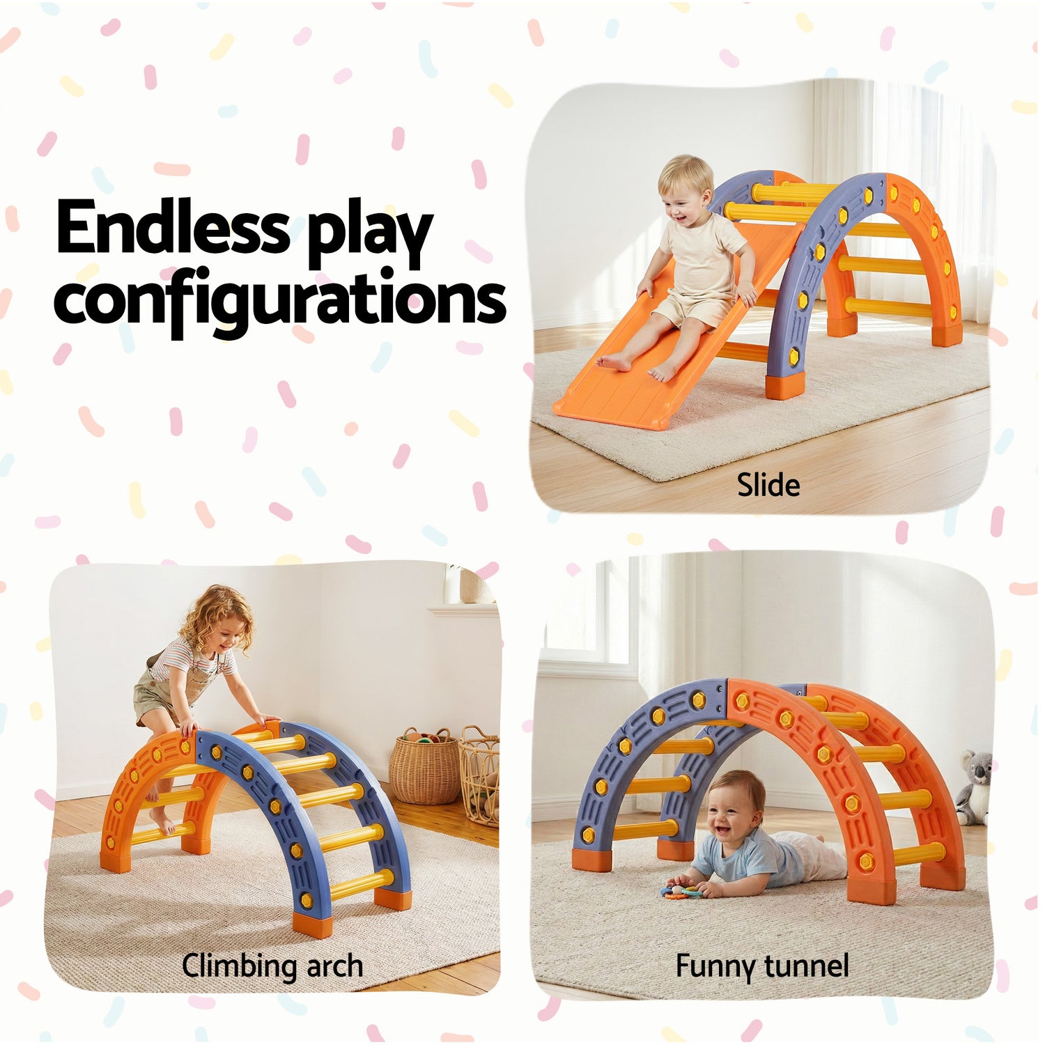 Keezi Kids Climbing Frame Set With Slide Indoor Outdoor Toddler Toys Pikler Arch Climber-Baby &amp; Kids > Baby &amp; Kid&