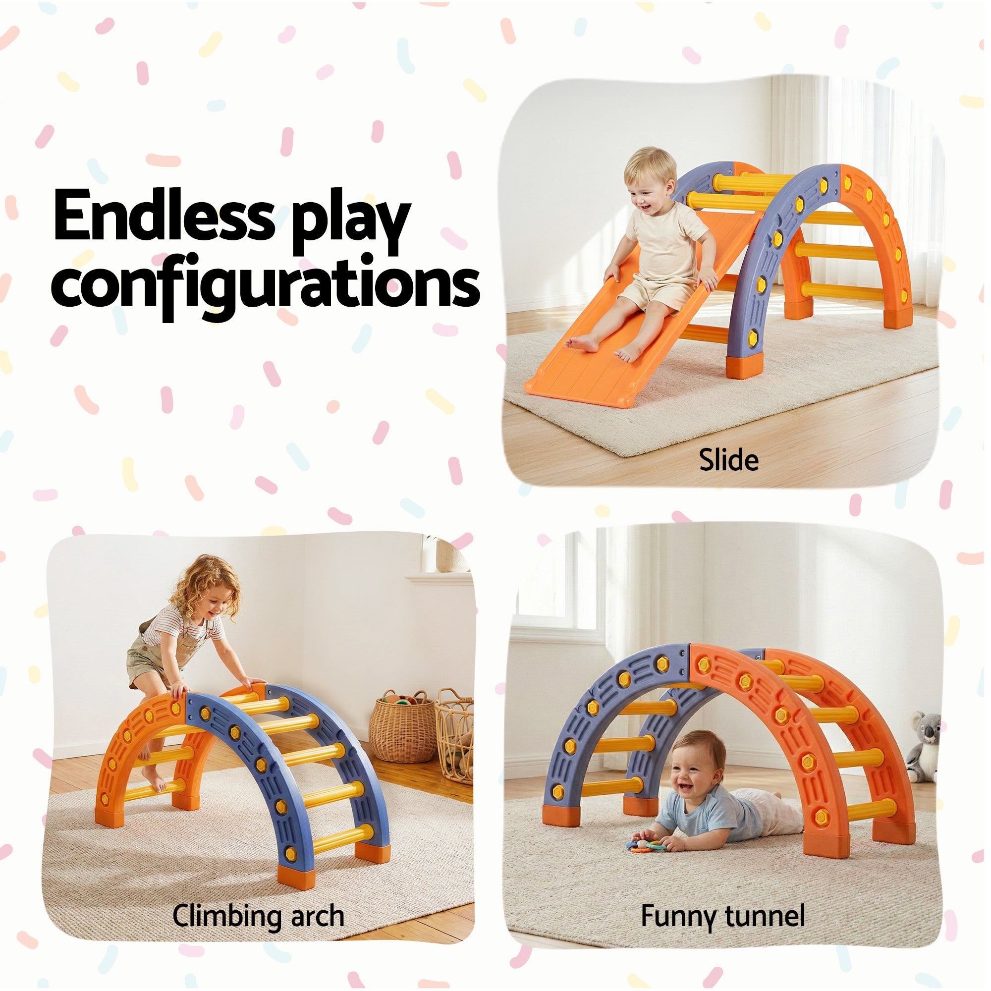 Keezi Kids Climbing Frame Set With Slide Indoor Outdoor Toddler Toys Pikler Arch Climber-Baby &amp; Kids > Baby &amp; Kid&