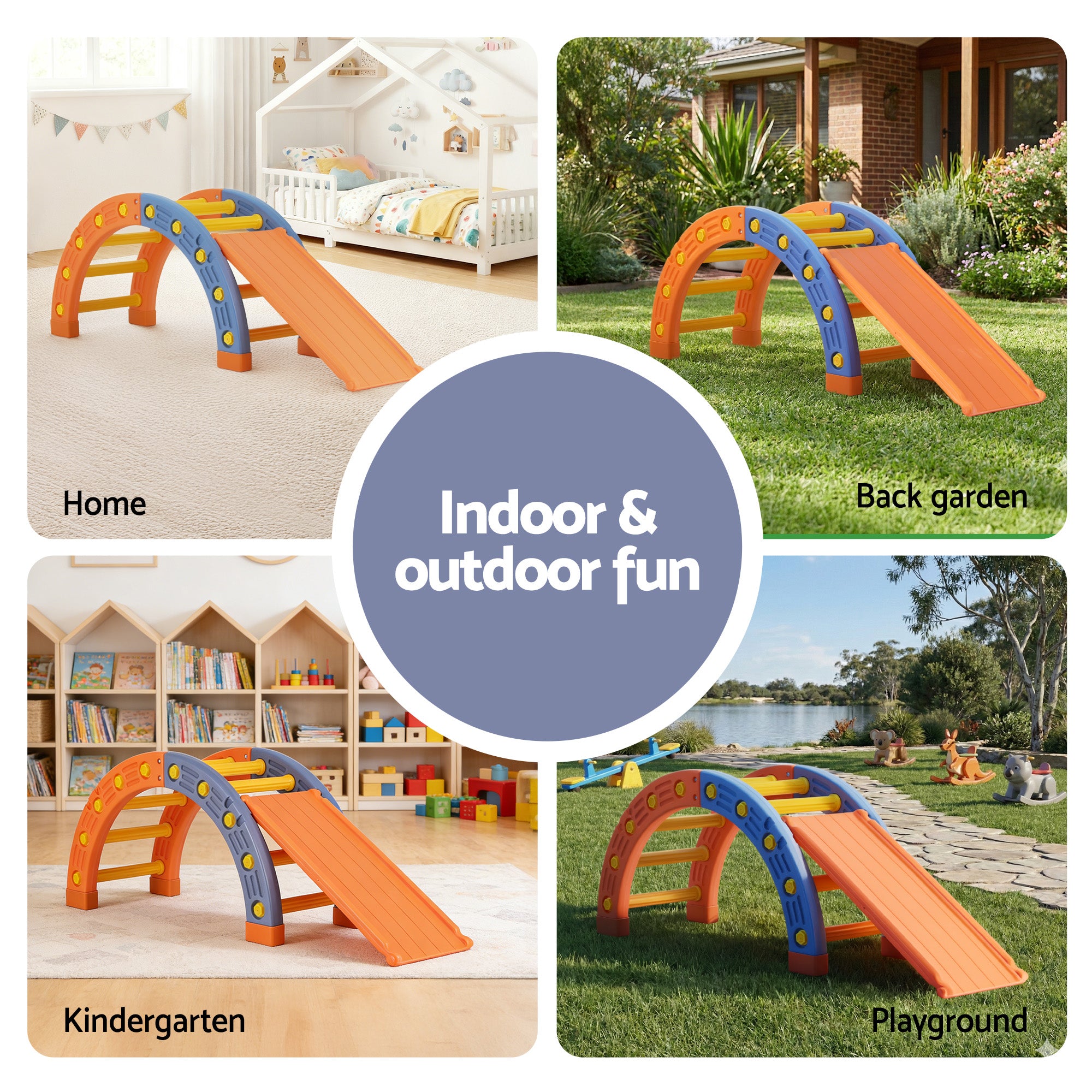 Keezi Kids Climbing Frame Set With Slide Indoor Outdoor Toddler Toys Pikler Arch Climber-Baby &amp; Kids > Baby &amp; Kid&