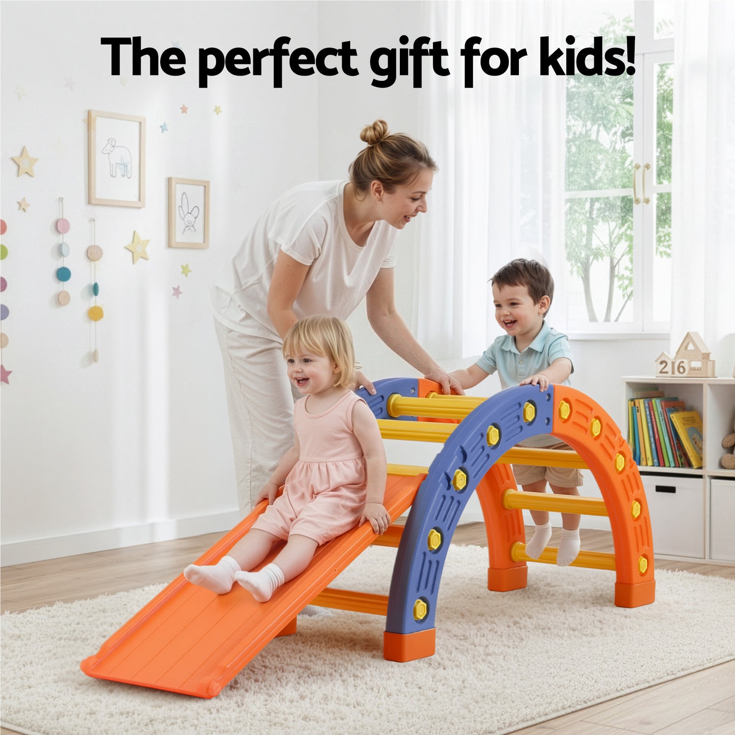 Keezi Kids Climbing Frame Set With Slide Indoor Outdoor Toddler Toys Pikler Arch Climber-Baby &amp; Kids > Baby &amp; Kid&