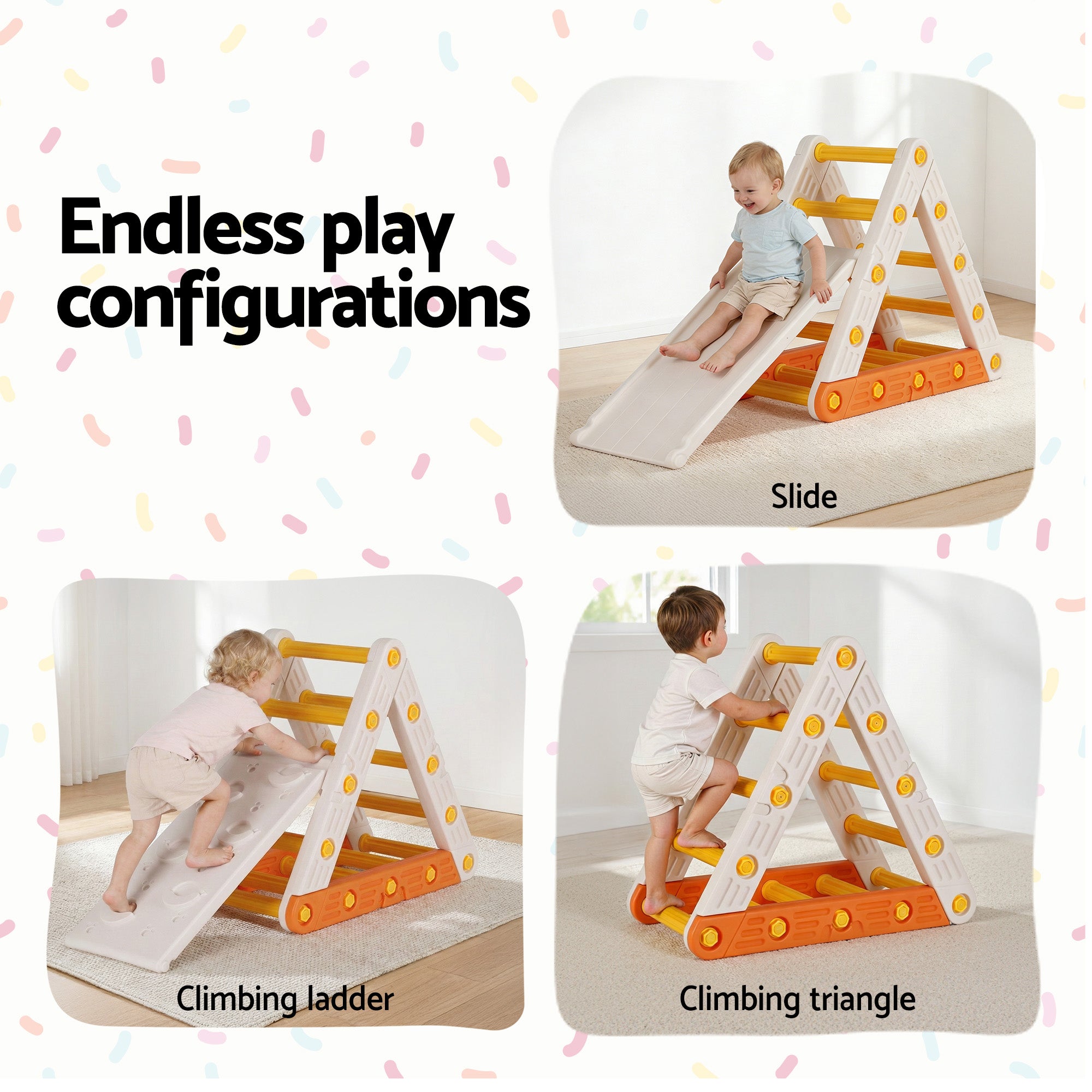 Keezi Kids Climbing Frame Set With Slide Indoor Outdoor Toddler Toys Pikler Triangle Climber-Baby &amp; Kids > Baby &amp; Kid&