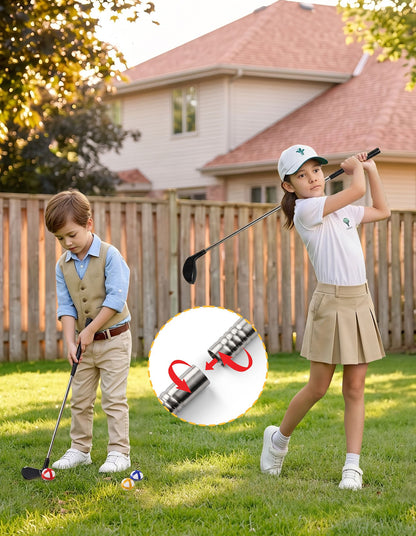 Keezi Kids Golf Chipping Game Set with Stand, 24 Sticky Balls, Adjustable Club &amp; 2 Hitting Mats for Indoor Outdoor Ages 3-12 Play