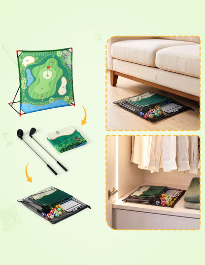Keezi Kids Golf Chipping Game Set with Stand, 24 Sticky Balls, Adjustable Club &amp; 2 Hitting Mats for Indoor Outdoor Ages 3-12 Play