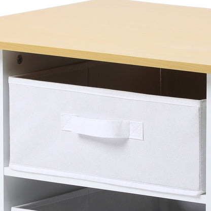 Oikiture Kids Table and Chair Set with Storage Bins Wooden &amp; White-Kid Table Set-PEROZ Accessories