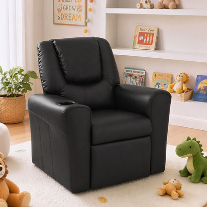 Keezi Kids Recliner Chair Black PU Leather Sofa Lounge Couch Children Armchair-Recliner Chairs-PEROZ Accessories