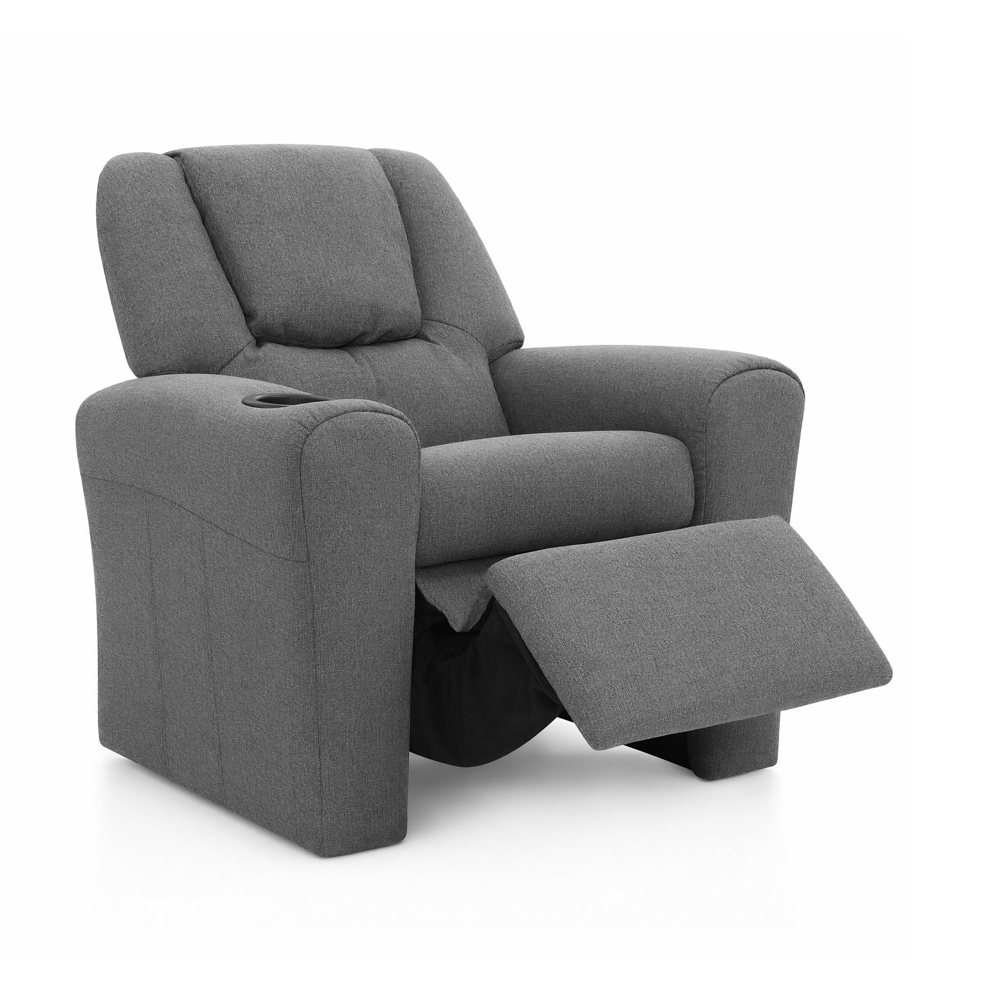 Keezi Kids Recliner Chair Grey Linen Soft Sofa Lounge Couch Children Armchair-Recliner Chairs-PEROZ Accessories