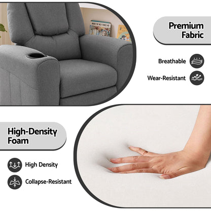 Keezi Kids Recliner Chair Grey Linen Soft Sofa Lounge Couch Children Armchair-Recliner Chairs-PEROZ Accessories