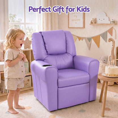Keezi Kids Recliner Chair Purple PU Leather Sofa Lounge Couch Children Armchair-Recliner Chairs-PEROZ Accessories