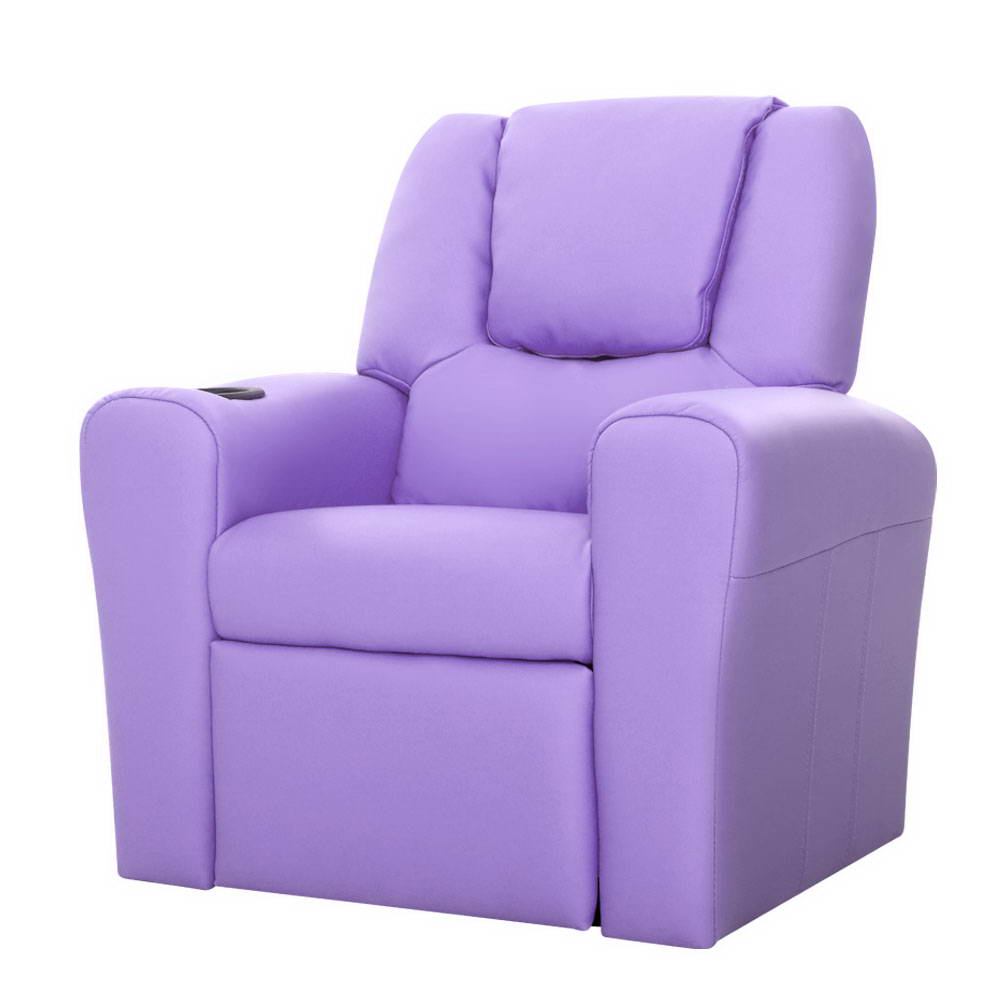 Keezi Kids Recliner Chair Purple PU Leather Sofa Lounge Couch Children Armchair-Recliner Chairs-PEROZ Accessories
