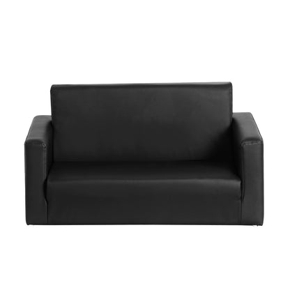 Keezi Kids Sofa 2 Seater Children Flip Open Couch PU Leather Armchair Black-Baby &amp; Kids &gt; Kid&