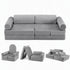 Keezi 12PCS Modular Kids Sofa Play Couch Foam Set with Removable Washable Cover Grey Playroom-Baby & Kids > Kid&