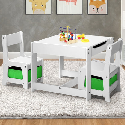 Oikiture Kids Table and Chair Set with Storage Box Wooden-Kid Table Set-PEROZ Accessories