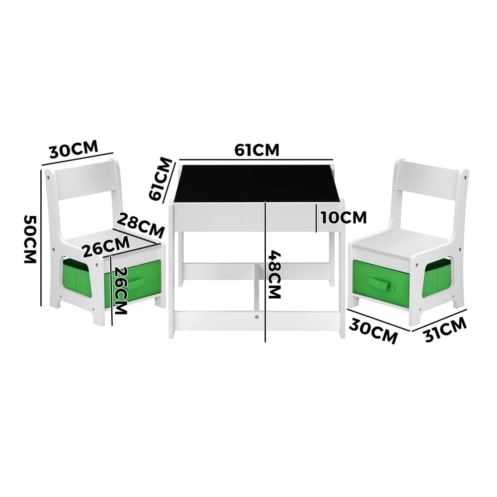Oikiture Kids Table and Chair Set with Storage Box Wooden-Kid Table Set-PEROZ Accessories
