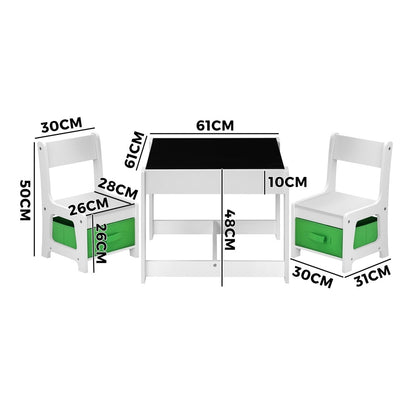 Oikiture Kids Table and Chair Set with Storage Box Wooden-Kid Table Set-PEROZ Accessories
