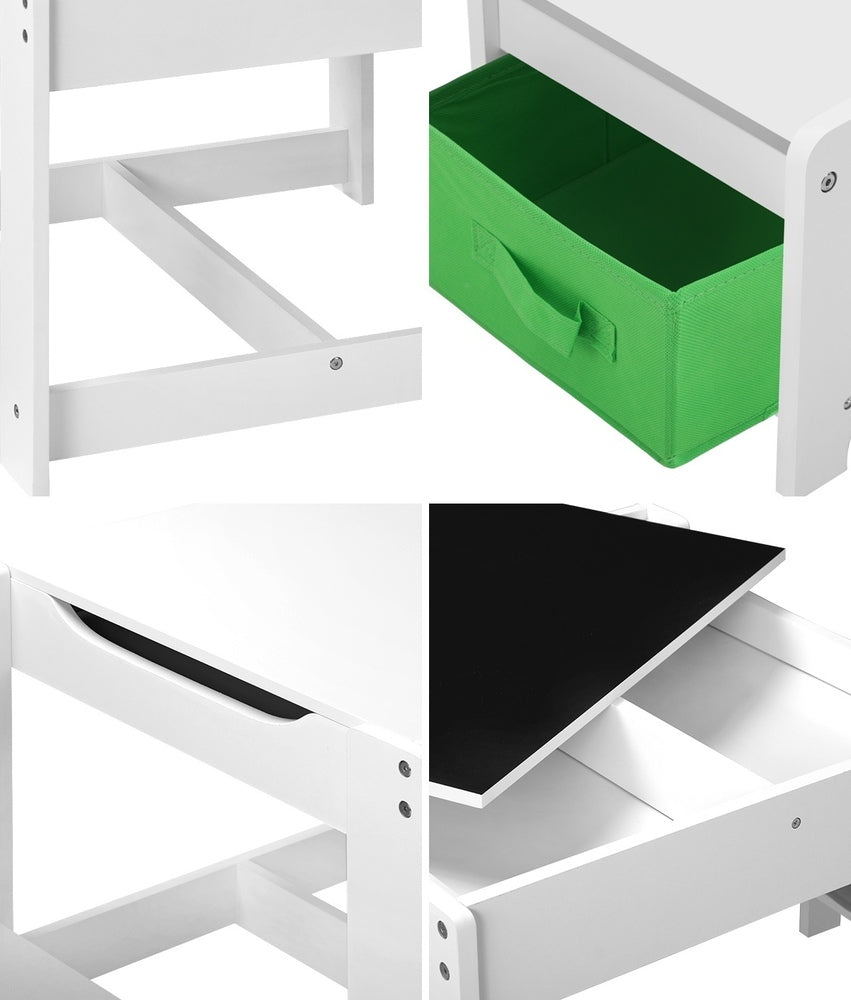 Oikiture Kids Table and Chair Set with Storage Box Wooden-Kid Table Set-PEROZ Accessories