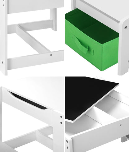 Oikiture Kids Table and Chair Set with Storage Box Wooden-Kid Table Set-PEROZ Accessories
