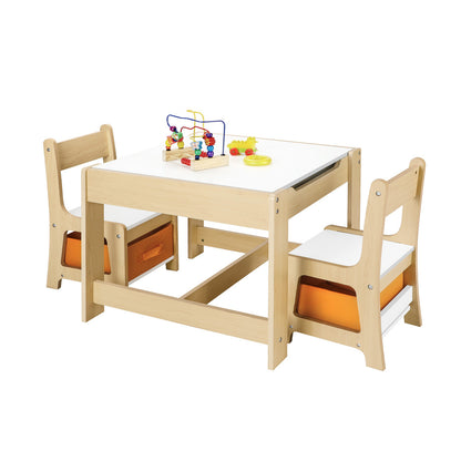 Oikiture Kids Table and Chairs Set Activity Play Study Desk Toys Storage Box-Kid Table Sets-PEROZ Accessories